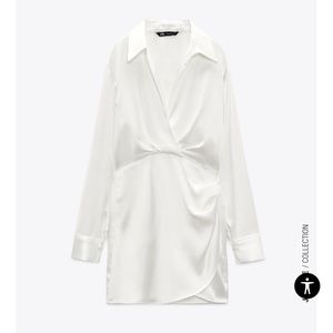 ZARA 9492/650 WHITE SATIN EFFECT dress